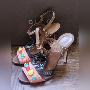 Brand New Gucci High Heel Sandals G 37.5 US 7.5